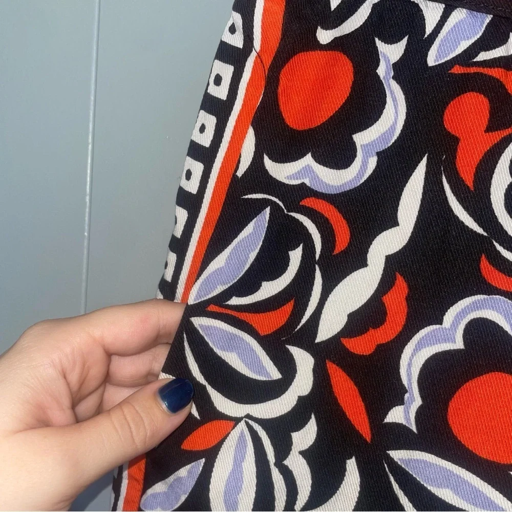 Anthropologie Black Red White Floral Wide-Leg Pants